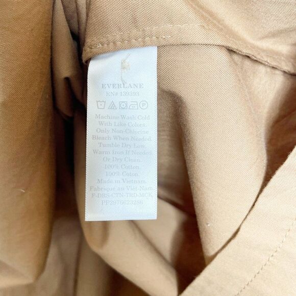 Everlane The Tiered Midi Dress Cotton Mock Neck Short Sleeve Tan XS - Picture 7 of 7